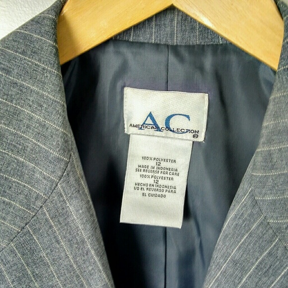 American Collection, gray pinstripe 2pc suit - Picture 3 of 5